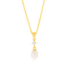 Load image into Gallery viewer, Sterling Silver Gold Plated Fresh Water Pearl Pendant On Chain