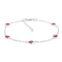 Load image into Gallery viewer, Sterling Silver Red Zirconia 19cm Bracelet