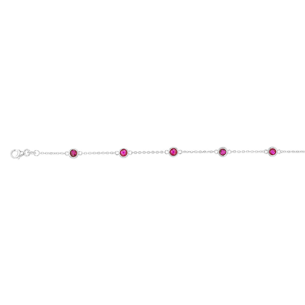 Sterling Silver Red Zirconia 19cm Bracelet