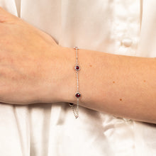 Load image into Gallery viewer, Sterling Silver Red Zirconia 19cm Bracelet
