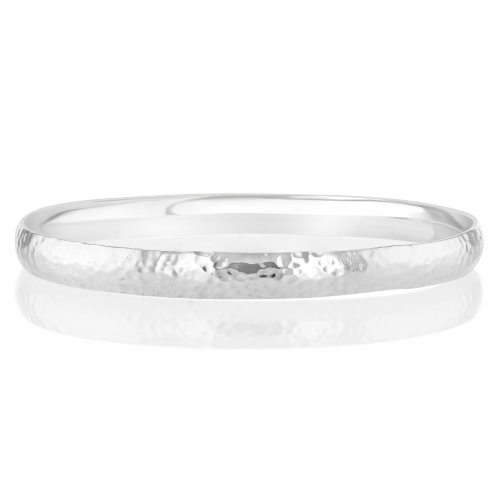 Sterling Silver Textured 6.6mm Wide 65mm Bangle