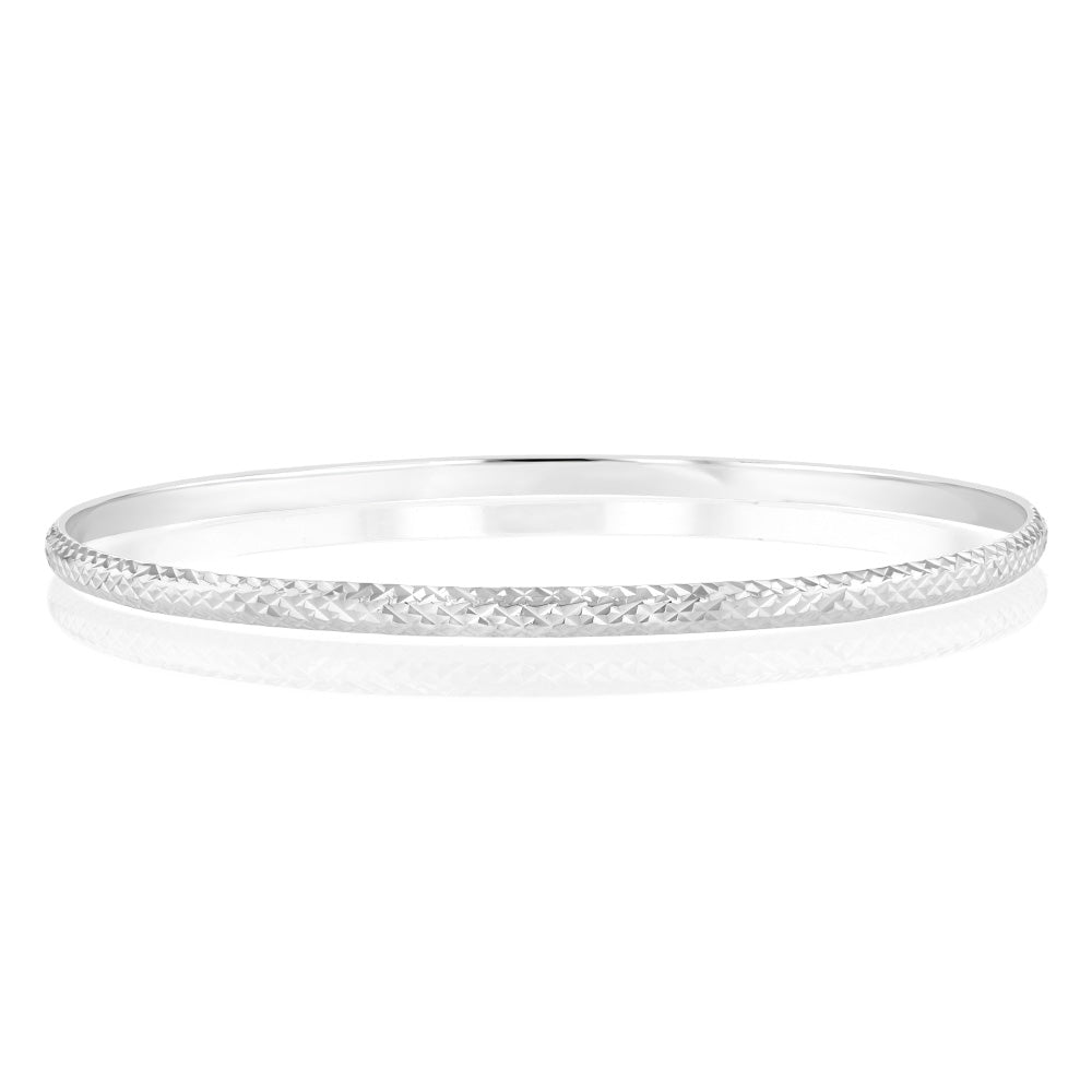 Sterling Silver 3mm Patterned 65mm Bangle