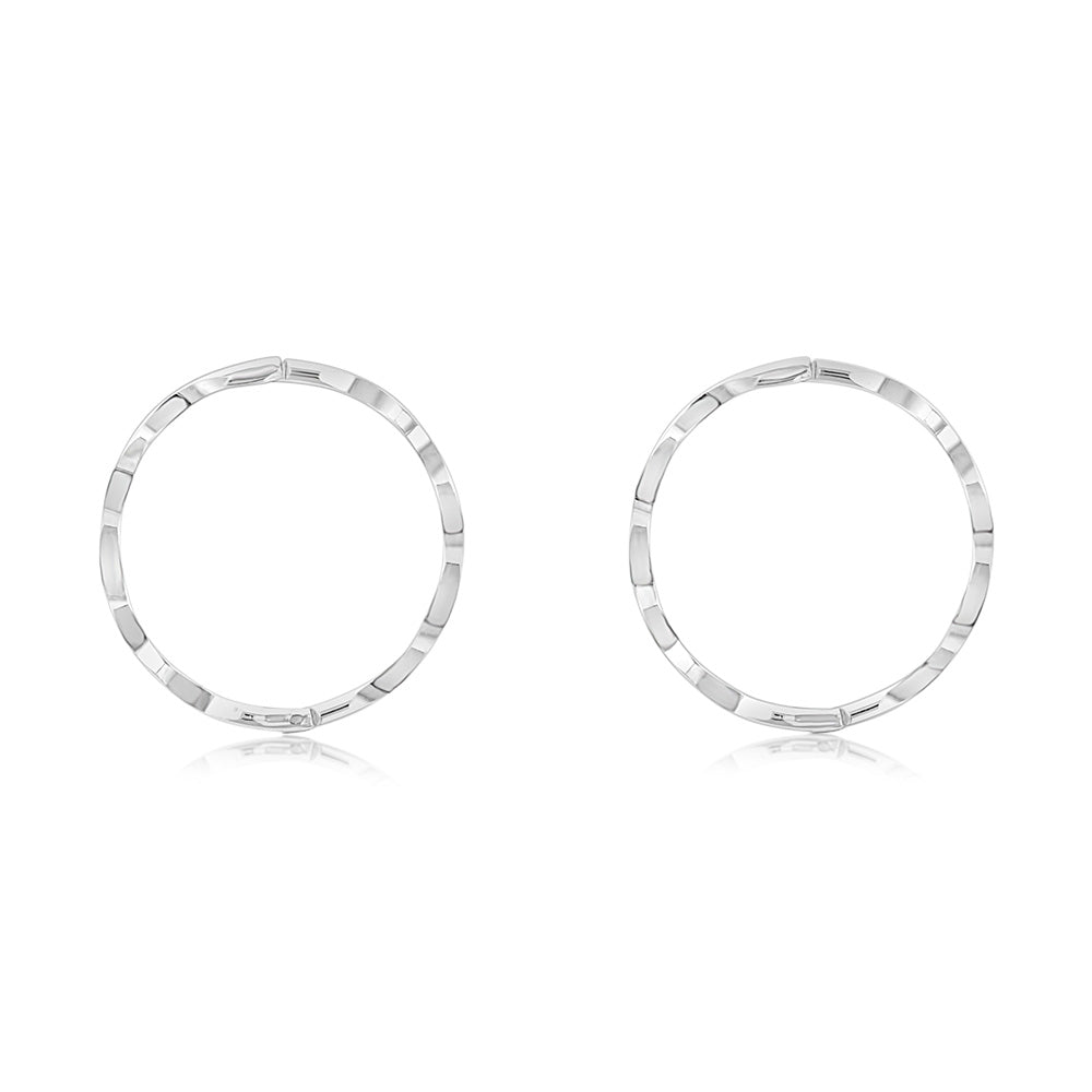 Sterling Silver Diamond Cut 15mm Sleeper Earrings