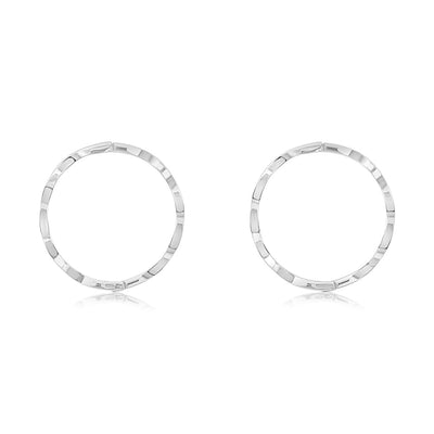 Sterling Silver Diamond Cut 15mm Sleeper Earrings
