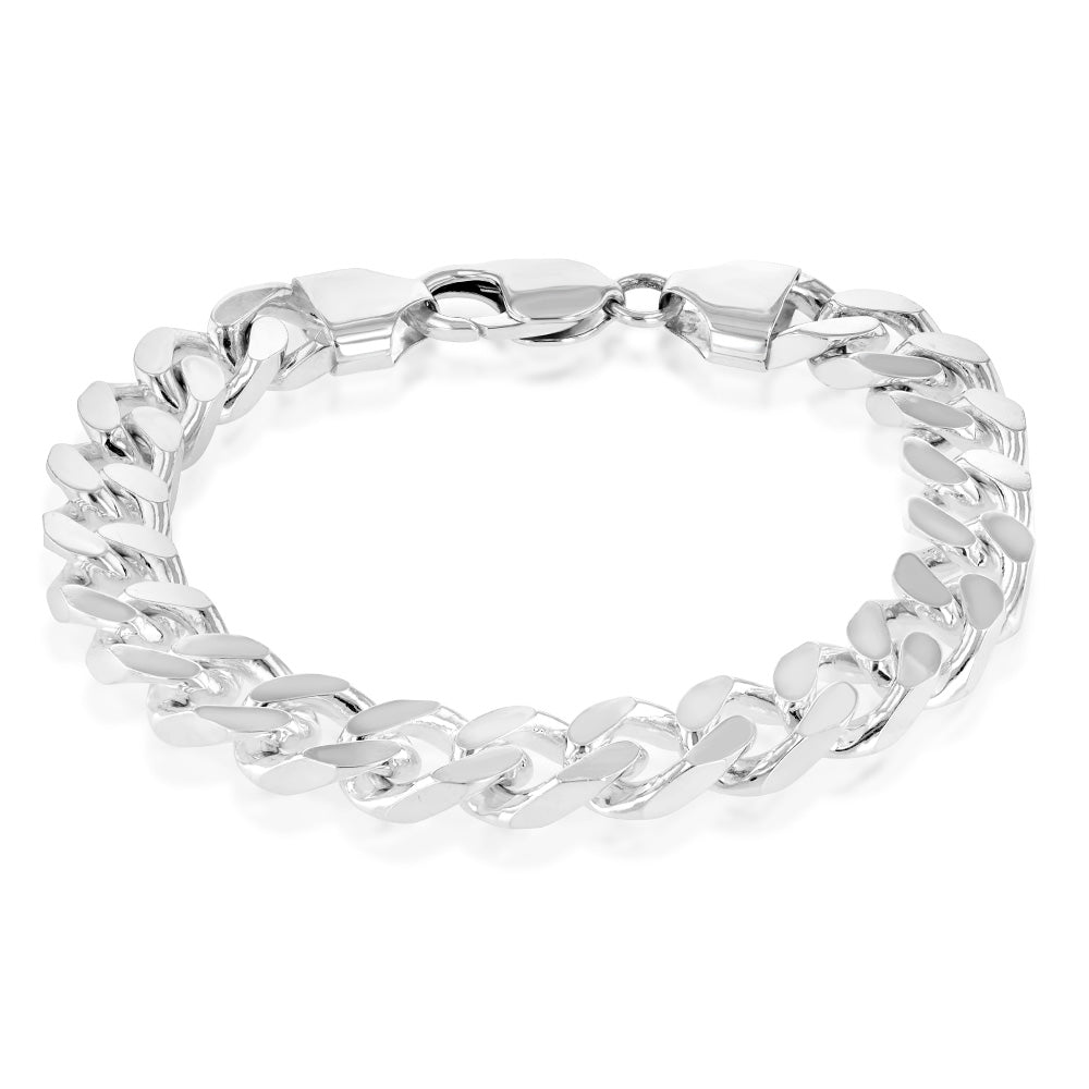 Sterling Silver Beveled Curb 300Gauge 21cm Bracelet