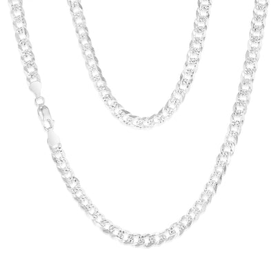 Sterling Silver Beveled Fancy Curb 160 Gauge 50cm Chain