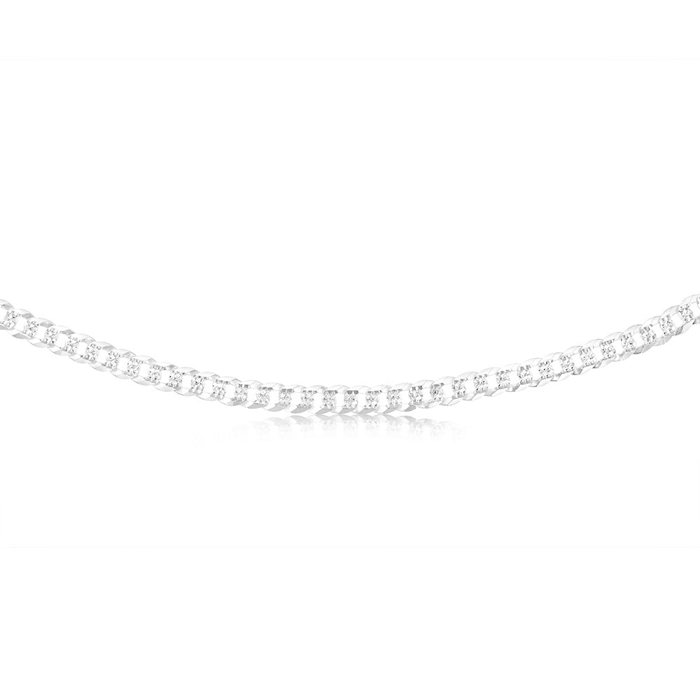 Sterling Silver Beveled Fancy Curb 160 Gauge 50cm Chain