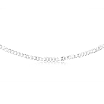 Sterling Silver Beveled Fancy Curb 160 Gauge 50cm Chain