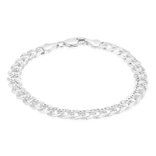 Load image into Gallery viewer, Sterling Silver Beveled Fancy Curb 160 Gauge 19cm Bracelet