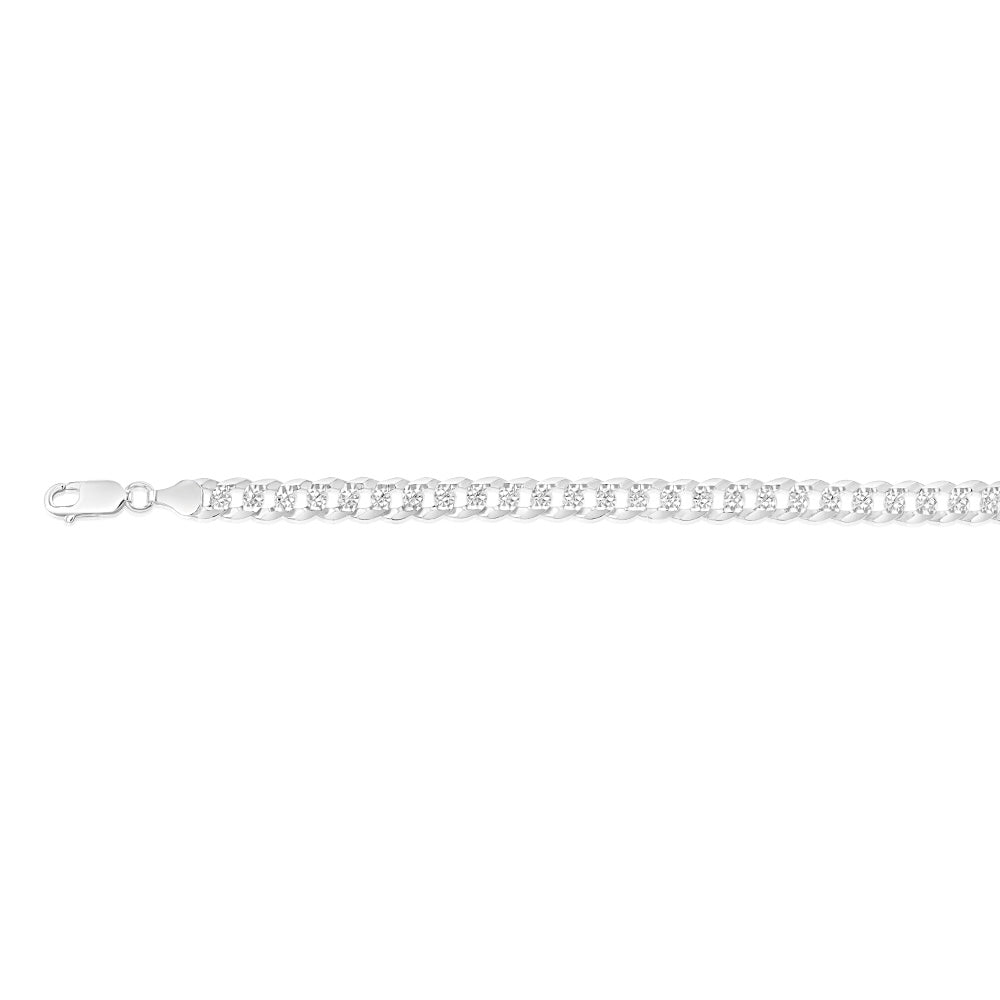 Sterling Silver Beveled Fancy Curb 160 Gauge 19cm Bracelet