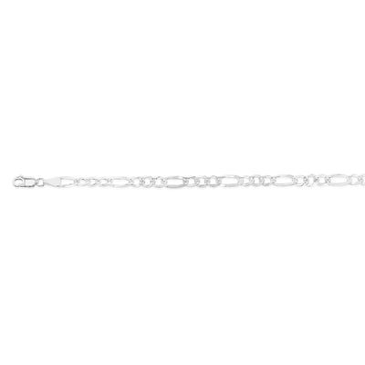 Sterling Silver Beveled Fancy 1:3 Figaro 140 Gauge 19cm Bracelet