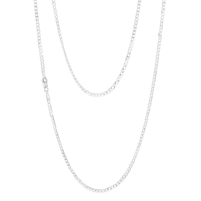 Sterling Silver Beveled 60 Gauge Curb 55cm Chain