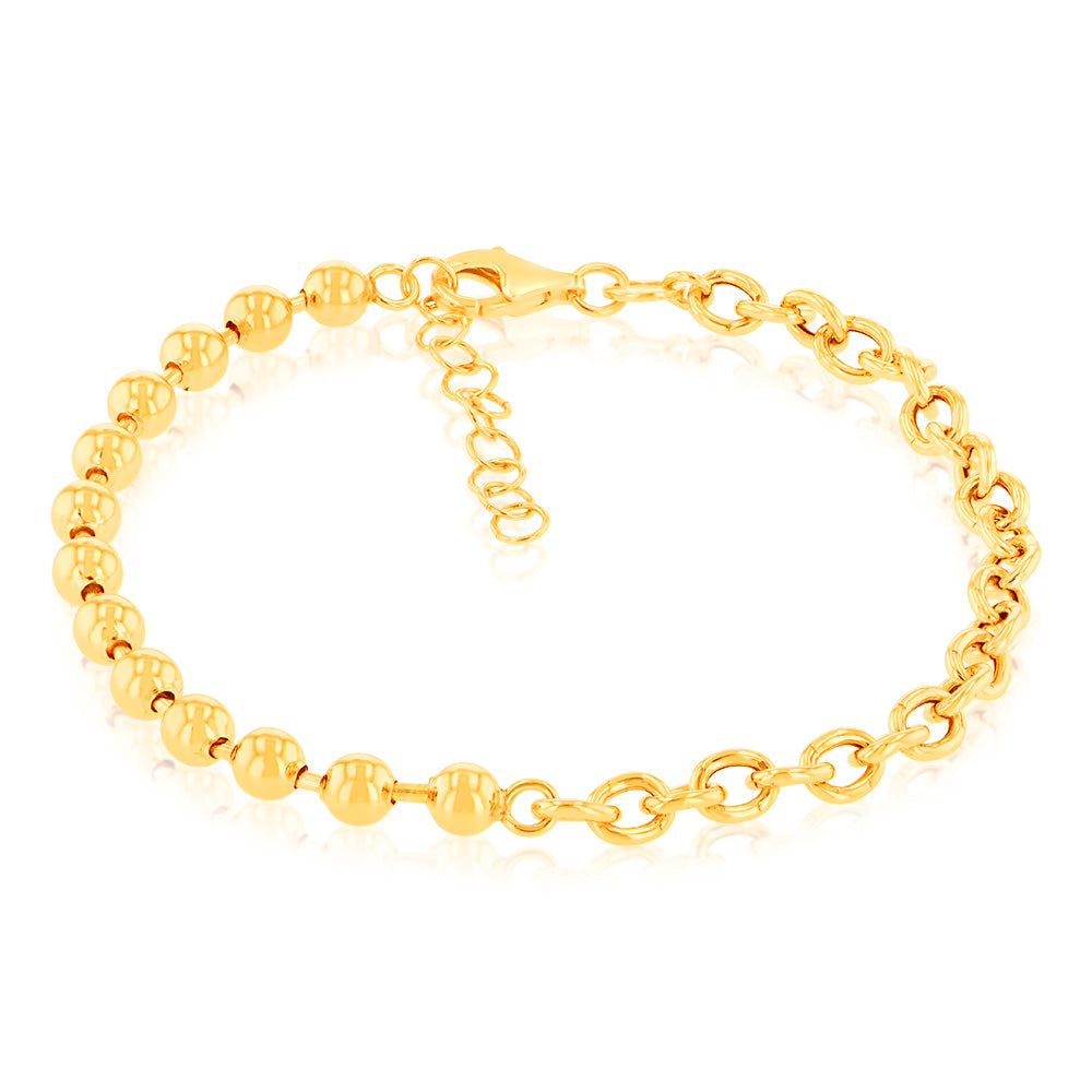 Sterling Silver Gold Plated 17+3cm Ball Bracelet