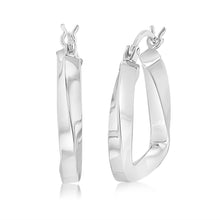 Load image into Gallery viewer, Sterling Silver Twisted Polished Triangle Hoop Earrings