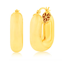 Load image into Gallery viewer, Sterling Silver Gold Plated Polished Oval Hoop Earrings