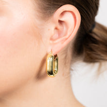 Load image into Gallery viewer, Sterling Silver Gold Plated Polished Oval Hoop Earrings
