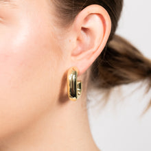 Load image into Gallery viewer, Sterling Silver Gold Plated Polished Oval 3/4th Hoop Earrings