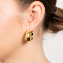 Load image into Gallery viewer, Sterling Silver Gold Plated Polished Round Hoop Earings