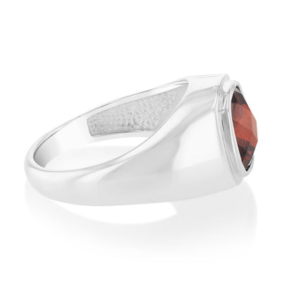 Sterling Silver Round Garnet Zirconia Ring