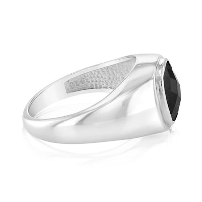 Sterling Silver Square Black Zirconia Ring