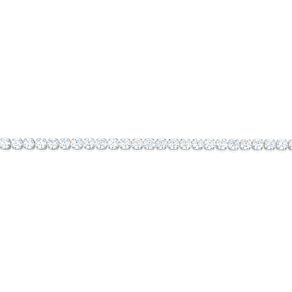 Sterling Silver White Zirconia 19cm Tennis Bracelet