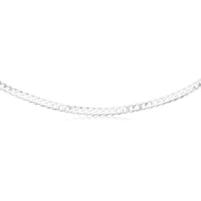 Sterling Silver Beveled Curb 55cm Chain