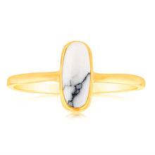 Load image into Gallery viewer, Sterling Silver Gold Plated Natural Howlite Ring