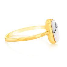Load image into Gallery viewer, Sterling Silver Gold Plated Natural Howlite Ring