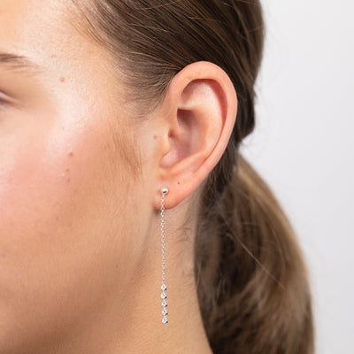 Sterling Silver Diamond Cut Beads Fancy Drop Earrings