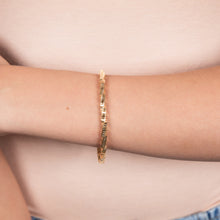 Load image into Gallery viewer, Sterling Silver Gold Plated Diamond Cut Square Snake 19cm Bracelet