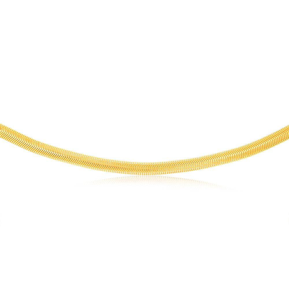 Sterling Silver Gold Plated Oval Snake 45cm Chain
