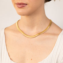 Load image into Gallery viewer, Sterling Silver Gold Plated Oval Snake 45cm Chain