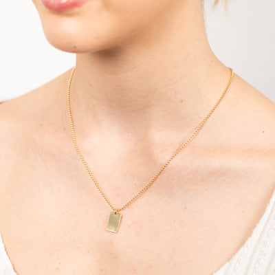 Sterling Silver Gold Plated Dog Tag Pendant On 48cm Chain