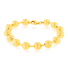 Load image into Gallery viewer, Sterling Silver Gold Plated Polished Ball 19cm Bracelet