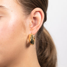 Load image into Gallery viewer, Sterling Silver Gold Plated Fancy Patterned Hoop Earrings