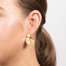 Load image into Gallery viewer, Sterling Silver Gold Plated Patterned Round Disc Hook Earrings