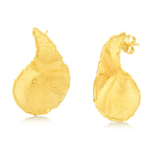 Load image into Gallery viewer, Sterling Silver Gold Plated Textured Inverted Comma Stud Earrings