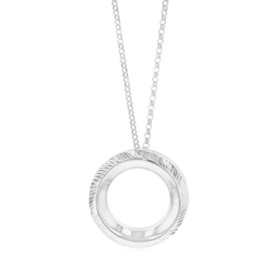 Sterling Silver Textured Circle Of Life Pendant On Chain