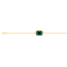 Load image into Gallery viewer, Sterling Silver Gold Plated Rectangle Emerald Green Crystal 16+3cm Bracelet