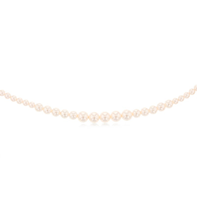 Sterling Silver Graduating Simulated Pearl 41cm Chain