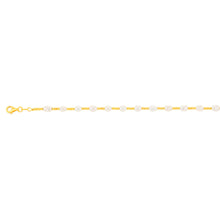 Load image into Gallery viewer, Sterling Silver Gold Plated Fresh Water Pearl And Gold Beads 17+2cm Bracelet