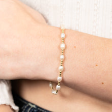 Load image into Gallery viewer, Sterling Silver Gold Plated Fresh Water Pearl And Gold Beads 17+2cm Bracelet