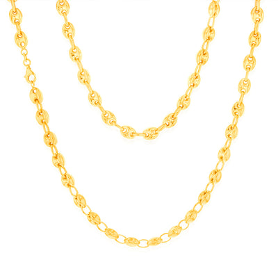 Sterling Silver Gold Plated Puff 50.5cm Chain