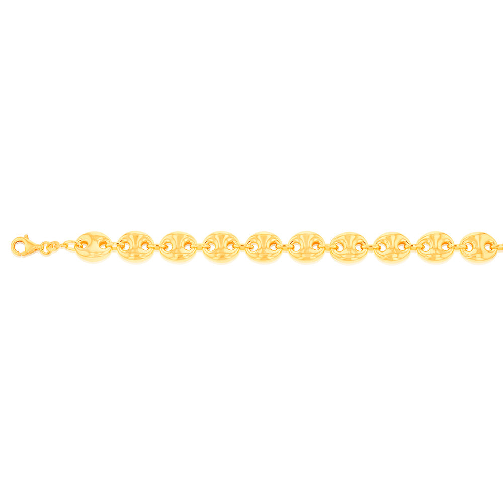 Sterling Silver Gold Plated Puff 17.5cm Bracelet