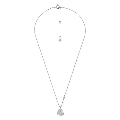 Michael Kors Sterling Silver Pave Heart Pendant On Chain