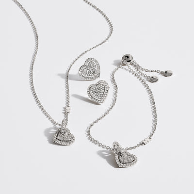 Michael Kors Sterling Silver Pave Heart Bracelet