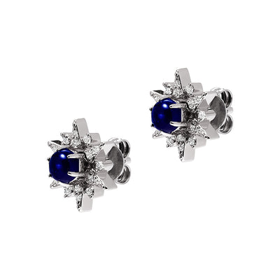 Emporio Armani Sterling Silver Starry Night Zirconia & Blue Stone Stud Earrings