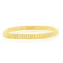 Load image into Gallery viewer, Sterling Silver Gold Plated Polished Wide Ribbed 68mm Bangle