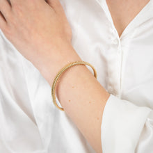 Load image into Gallery viewer, Sterling Silver Gold Plated Polished Wide Ribbed 68mm Bangle