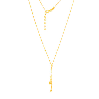 Sterling Silver Gold Plated Polished Double Tear Drop Pendant Chain